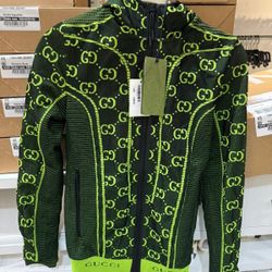 Gucci Green GG Tubular Jersey Zip-Up Jacket