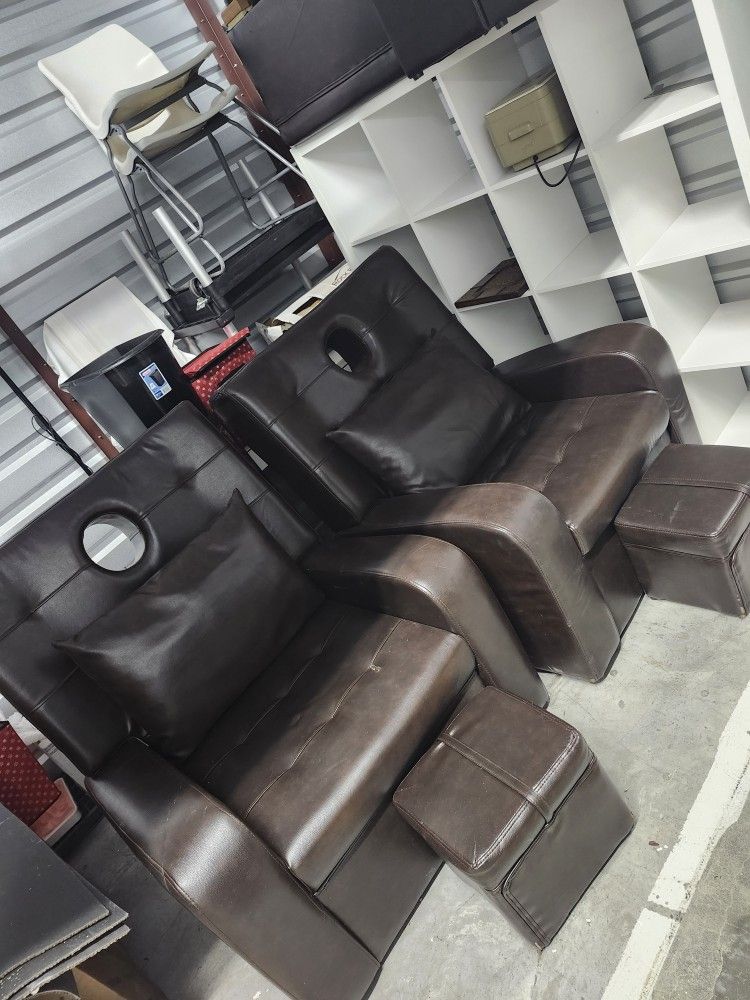 Leather Chairs/leg Rests/ottoman