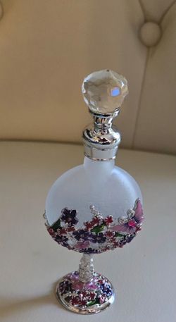 Enameled floral perfume bottle