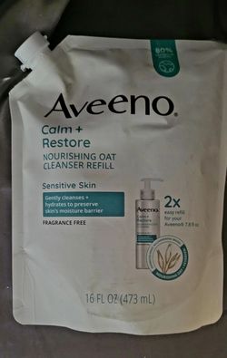 New Aveeno Calm+Restore Facial Cleanser 16oz Refill