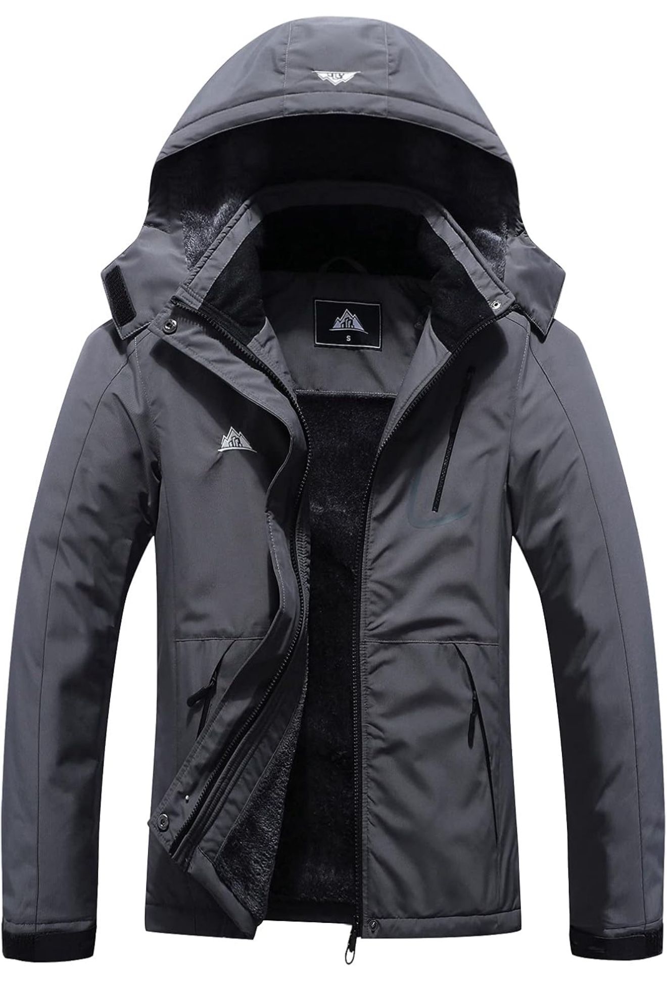 Women's Waterproof Ski Jacket (Medium; Grey; NEW) Warm Winter Coat Outdoor Windbreaker Hiking Snowboarding Jacket
