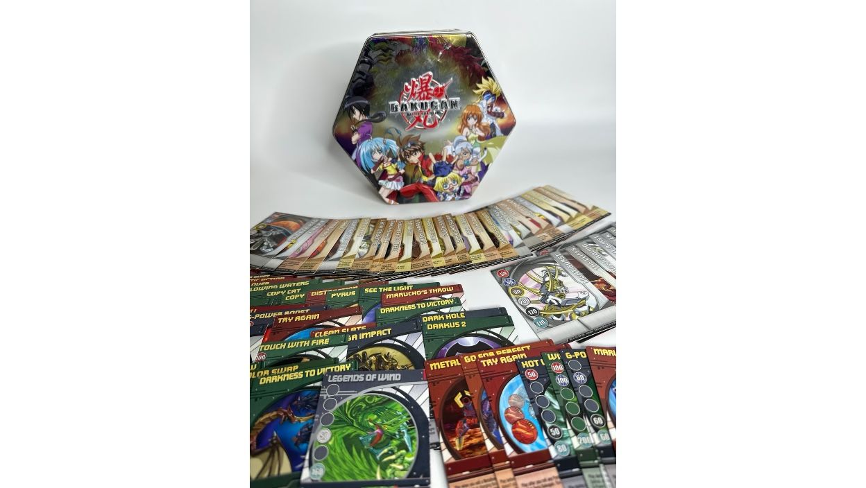 Bakugan Battle Brawlers Card Lot + Collector Tin | Mixed Metal & Non-Metal Cards