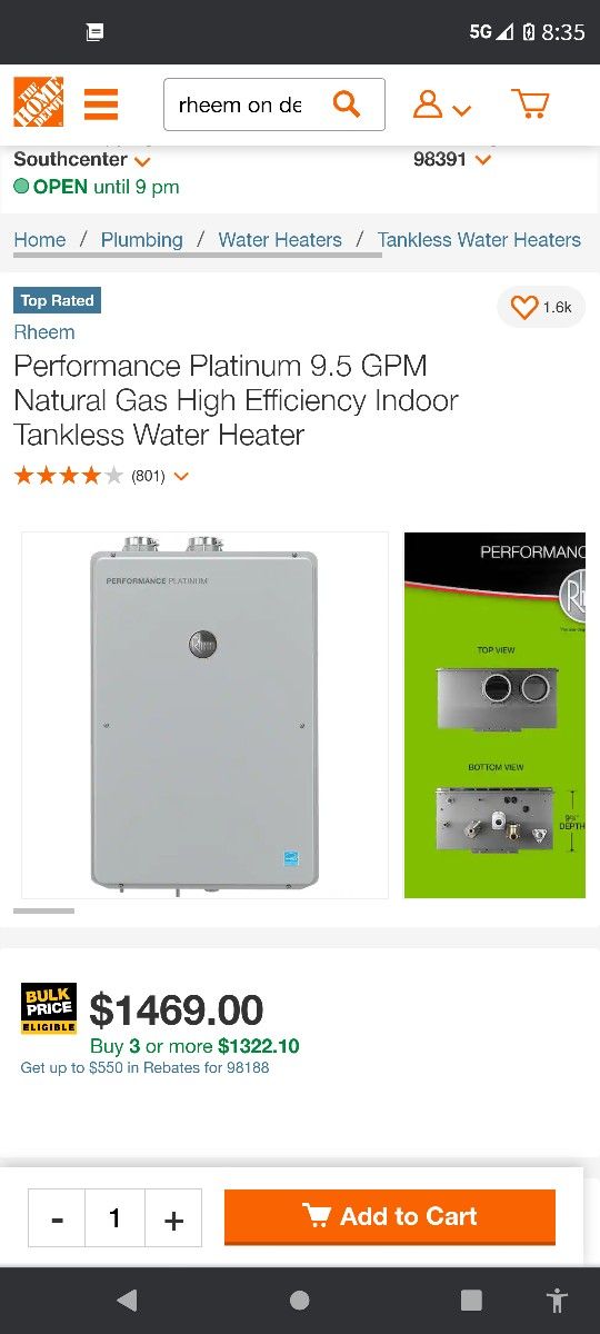 ON DEMAND  NATURAL GAS HOT  WATER HEATER
