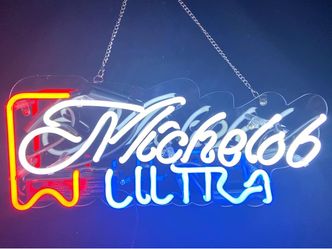 20"x10" Michelob Ultra Ribbon Beer MU Neon Light Sign Lamp Real Glass Bar RT155