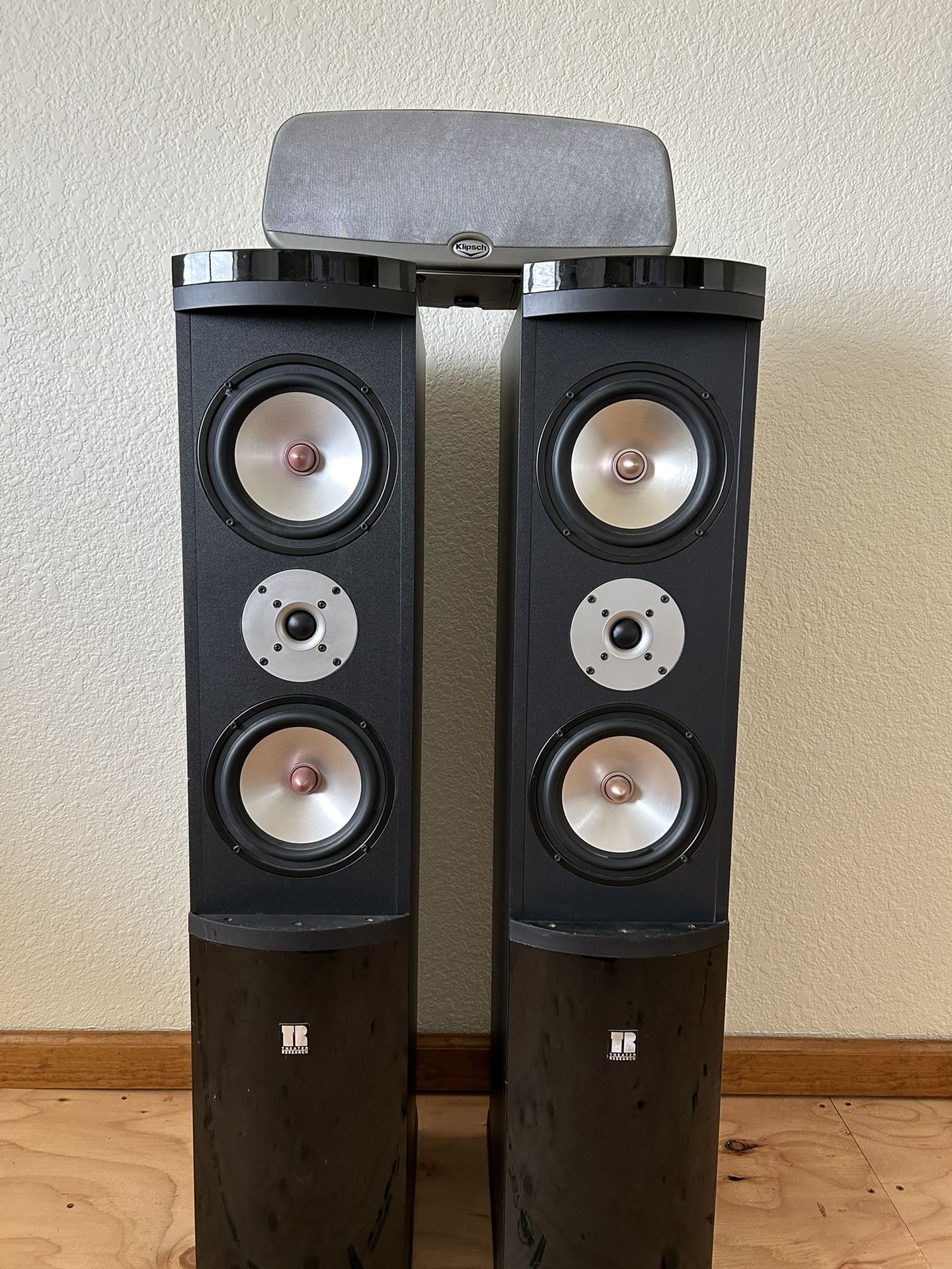 Theater Research Tower Speakers And Sony Receiver