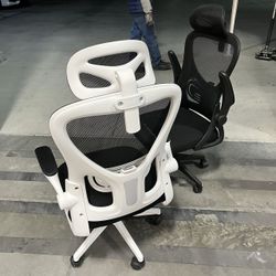 New In Box $55 Each Office Computer Chair Mesh Black Or White Accent With Headrest And Adjustable Armrest Furniture 