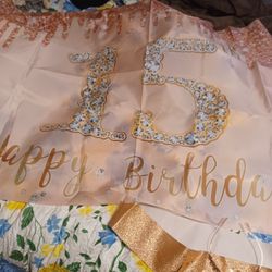 15 Birthday Banner Crown & Slash