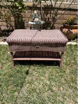 Brown Wicker 2-Tier Coffee Table