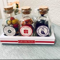 $4 each set of 3 New Holiday Filled Collectible Bottles - Target Bullseye's Playground.  Perfect for tiered tray decorating.  Please pickup in the are