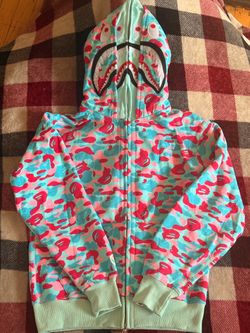 BAPE Shark Full-Zip Hoodie Pink Blue Camo