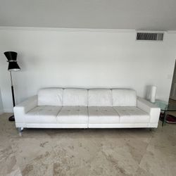 Like New Modern White Leather  Couch