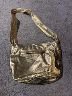 Gold Shining Leather with Silver metal Studs Handbag vintage 
