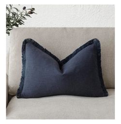 š Chic Navy Blue Decorative Pillow with Fringe ā Modern & Cozy