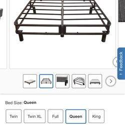 Queen Size EnForce 7" Metal Foundation mattress frame support with Headboard Bracket and Legs
