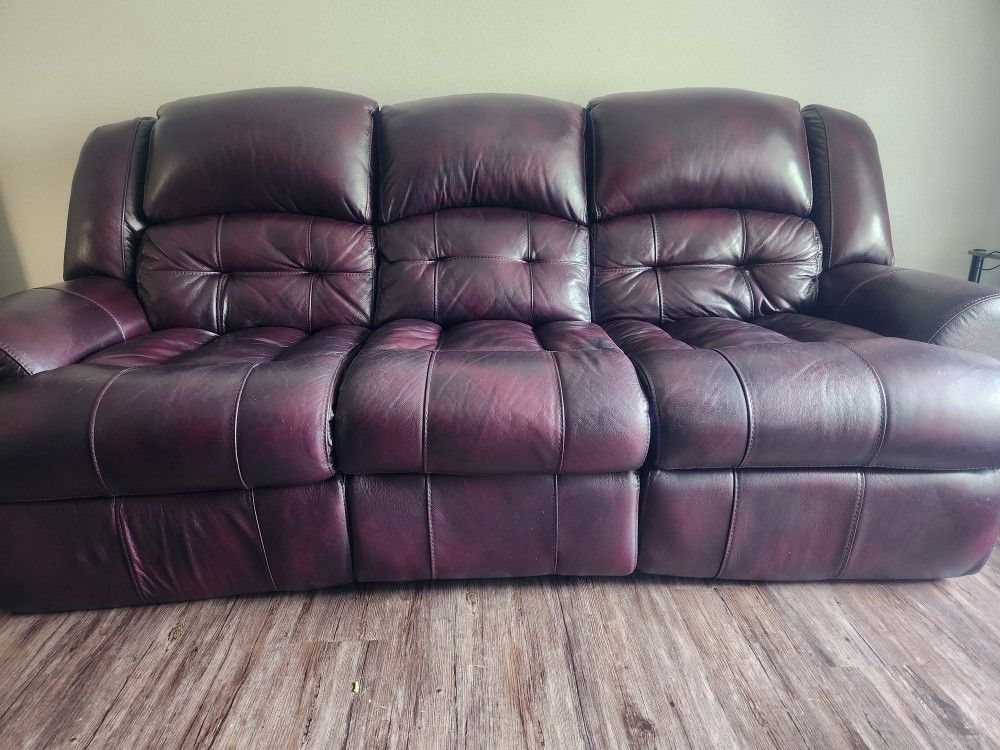 Reclining Couch Leather 3 Seats 