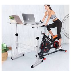 Standing Desk Adjustable Height, Mobile Stand Up Desk with Wheels Small Computer Desk Rolling Desks, Portable Laptop Desk White Standing Table Home Of