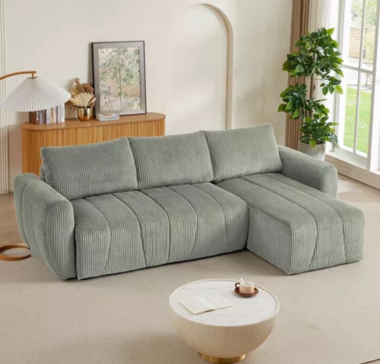 Boyel Living Convertible Sectional Sofa Couch, Modern Fabric 3 Seater L-Shaped Couch for Living Room, Apartment, Office, Small Space, (Grey)