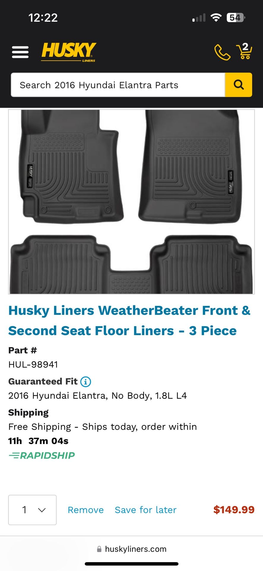 Hyundai Elantra Laser Fit Floor Mats