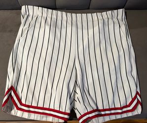 Coaching Shorts With Pockets Front And Back Size XL White With Black Stripes