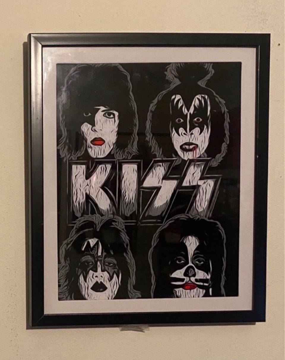 Kiss Band Custom Art Piece On Black Frame