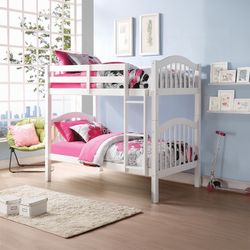 TWIN SIZE BUNK BED FRAME WHITE FINISH BUNKBED LITERA