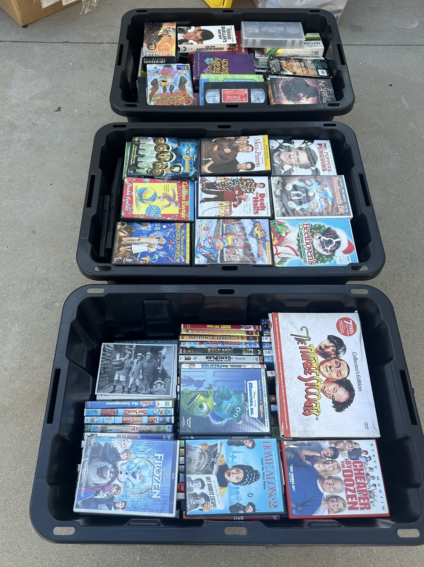 DVDs And VHS (3 Bins Full) MAKE OFFER