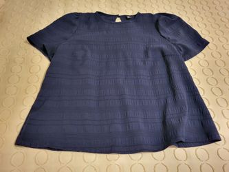 Women XL Shein navy ss textured blouse Lot 176