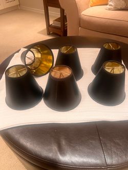Set of 6 Black&Gold Paper Pendant Light Shades