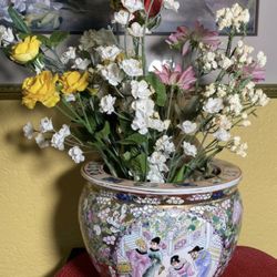 Cherry blossom Ginger jar, red and white coral porcelain vase Japanese vase Red Ginger Jar hand painted 7' tall flowers and decorations