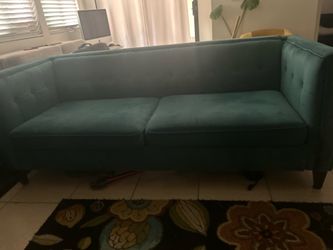 Green velvet couch