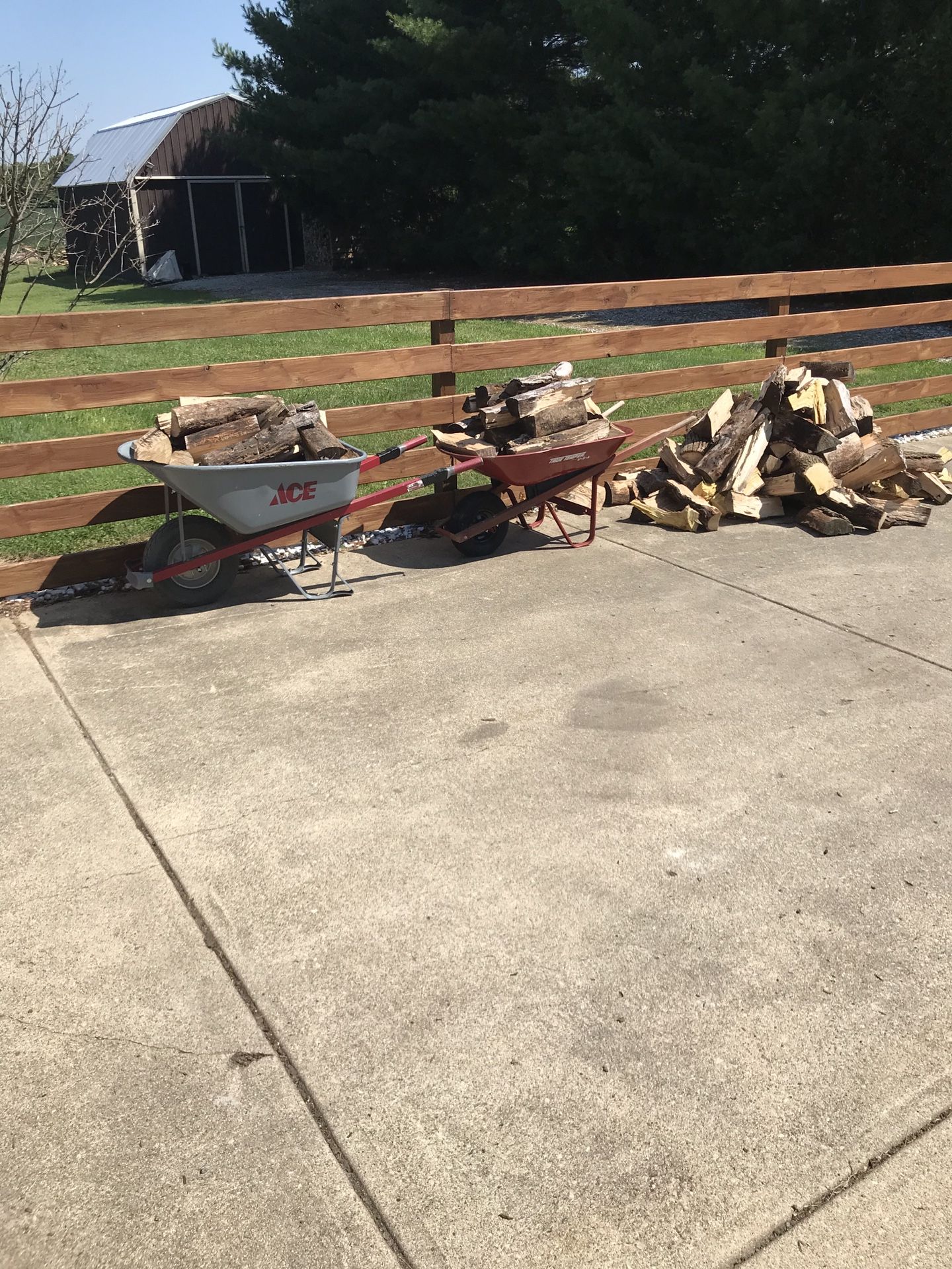 Wheelbarrow of campfire wood
