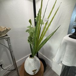 White Decorative Vase with Gold Accents