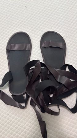 Black Lace-Up Wrap Sandals