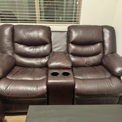 Lether Sofa And Recliner Love Seat 