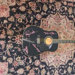 Black Acoustic Guitar Signed by Pink Floyd 