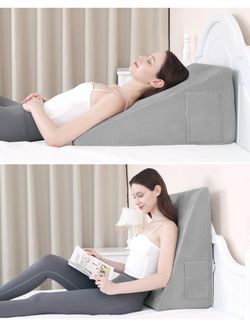 Bed Wedge Pillow for Sleeping, 12'' Wedge Pillow, Acid Reflux, Snoring, Memory Foam