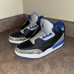 Air Jordan 3 Retro Blue Black Men’s Sz 8 Shoes