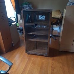 Brown Wood  Media Cabinet With 3 Shelves And 3 Separators