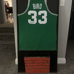 Larry bird Signed Shirt And Boston Garden Seat