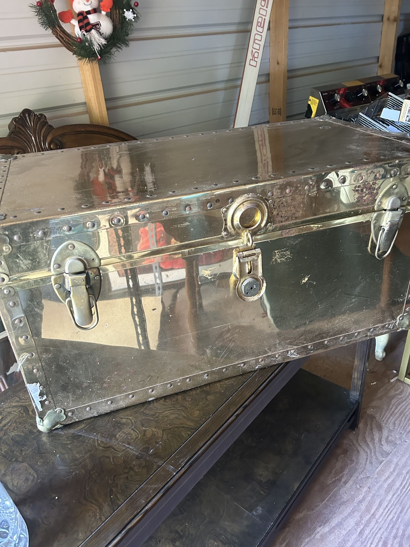 Neat old trunk it’s 16 inches tall 32 inches wide and 16 inches deep