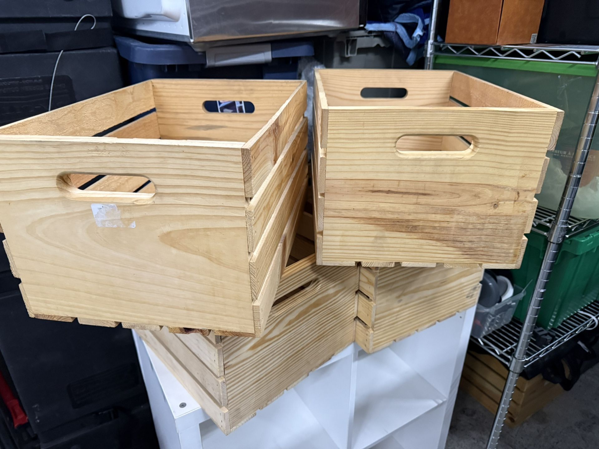 4 Wooden Storage Crate With Handles 10" X 18" X 12"