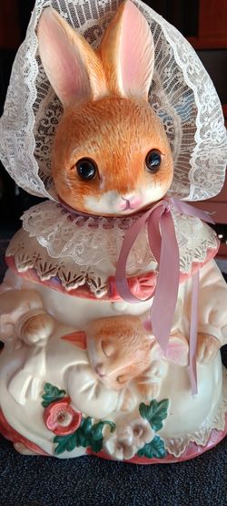 NEW Rabbit Cookie JAR - FINE CERAMIC