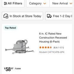 6 In IC Rated Construction Recessed Housing (6pck)