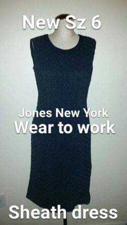New Sz 6 Women's Navy Blue Jones New York crochet knit sheath dress nwt wear to work
