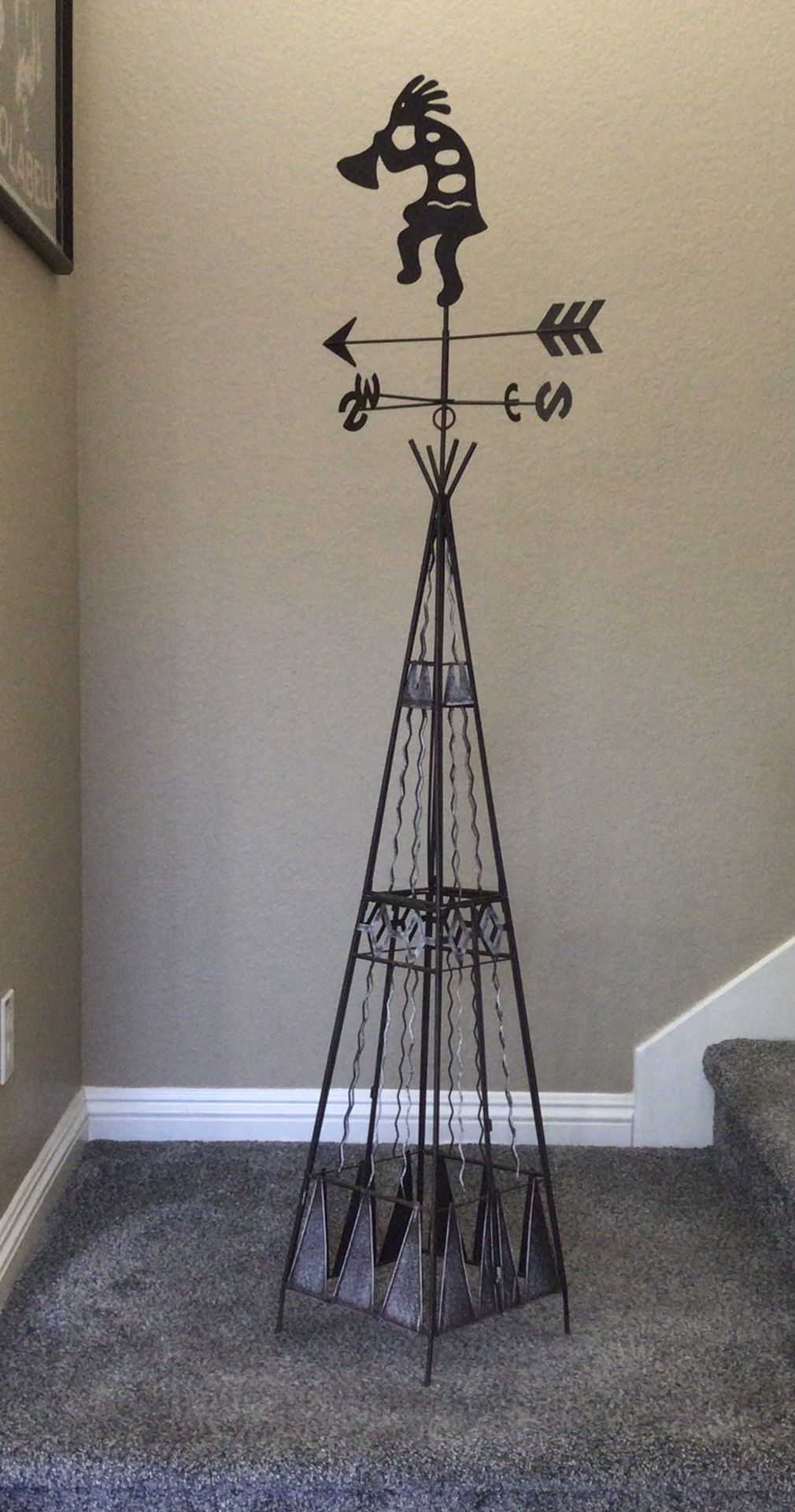 Kokopelli Metal Windmill Tower Weather Vane