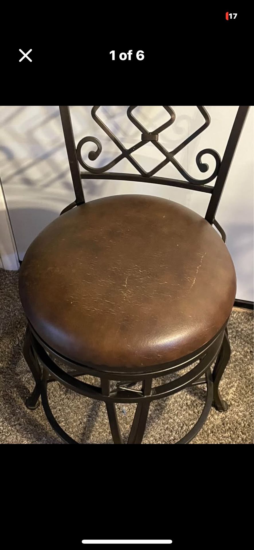 COUNTER HEIGHT SWIVEL  BAR STOOLS            SET OF 2 