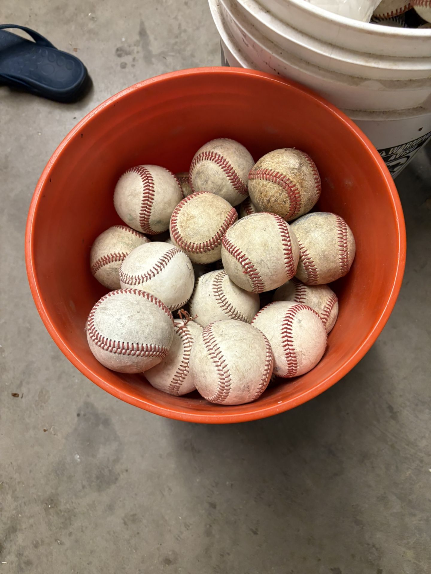 70 - 75 Used Baseballs And 5 Used Gloves