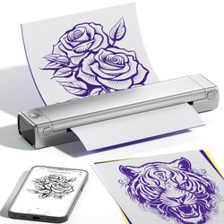 Thermal Tattoo Stencil Printer, Thermal Tattoo Transfer Copier Printer Machine, Bluetooth Inkless Portable Printer for Tattooing with 10Pcs Free Trans