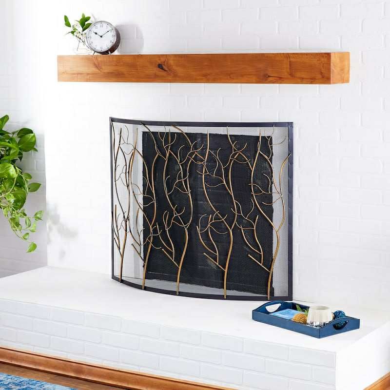 Metal fireplace screen