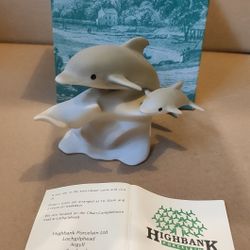Highbank bisque porcelain dolphin mother&baby-Lochgilphead Scotland